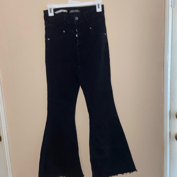 Urban Outfitters black high hem waist ultra flare bell bottom pants y2k jeans - Picture 8 of 16
